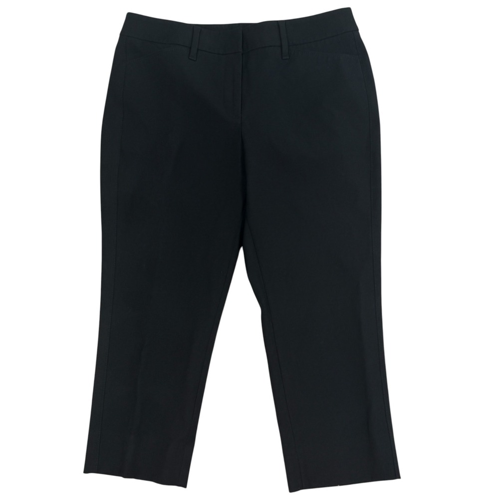White House Black Market Pants Womens 6 Black Straight Crop Ankle Slit Stretch